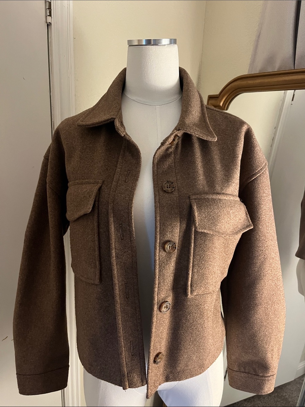Love Tree Brown Cropped Utility Jacket